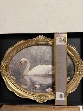 Viral Marmont Hill Swan Gold Framed Wall Art Painting 
11in x 14in